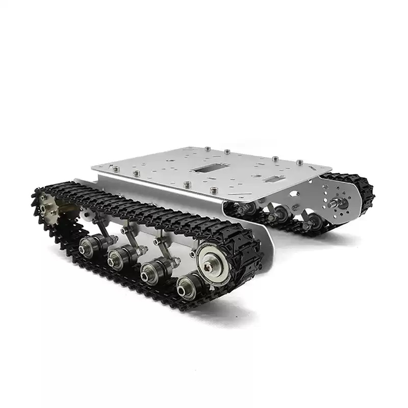 Tam metal amortizatorlu paletli tank robot şassisi